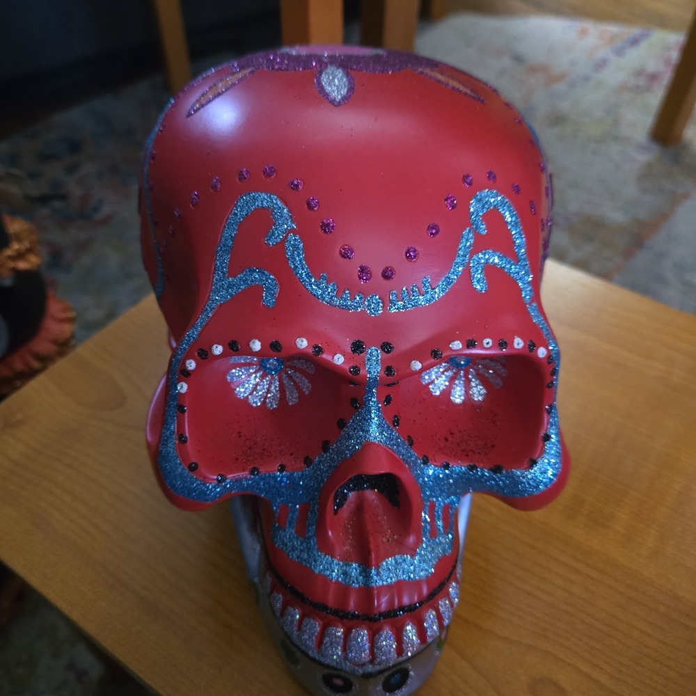 Christopher Radko Red Sugar Skull Figurine 2014 Home for the Holidays Halloween - Picture 2 of 6